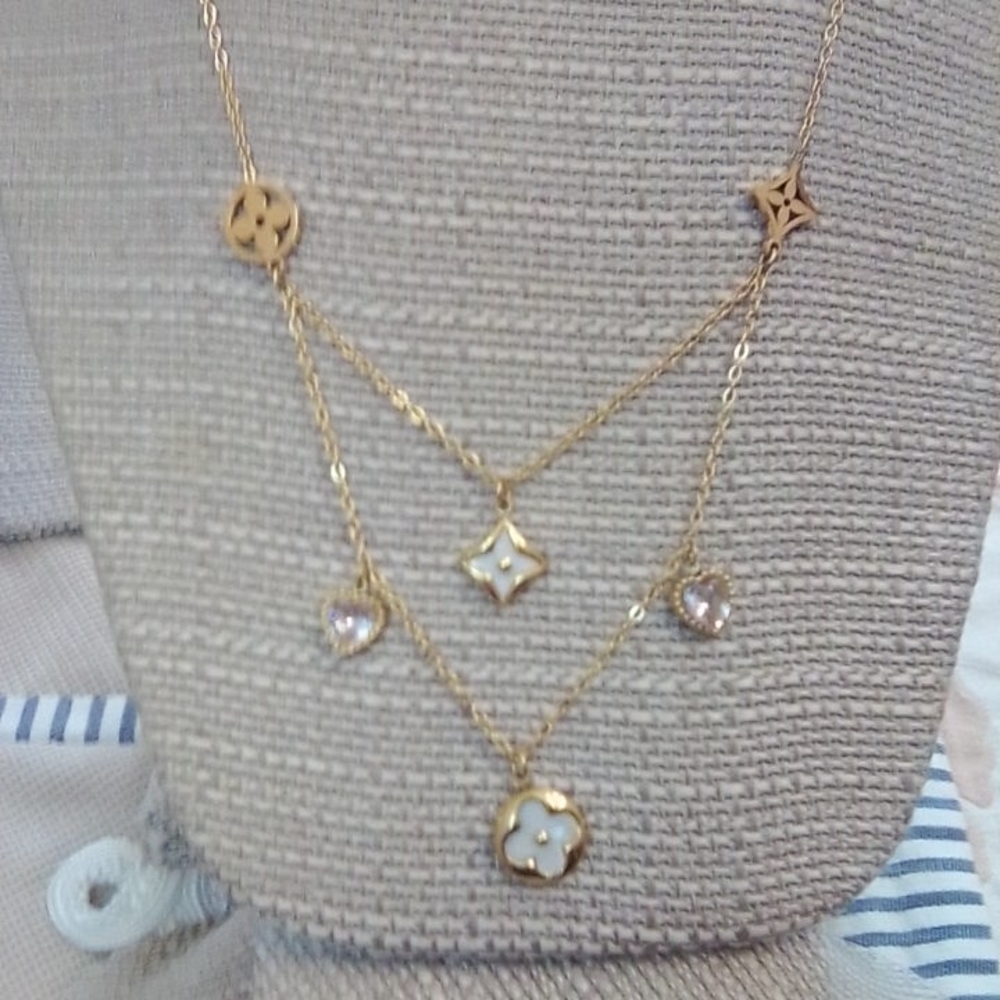NWT NEW GOLD LAYERED NECKLACES MULTISTRAND GOLD LAYERED DELICATE 18K DIPPED NWT - Picture 3 of 3